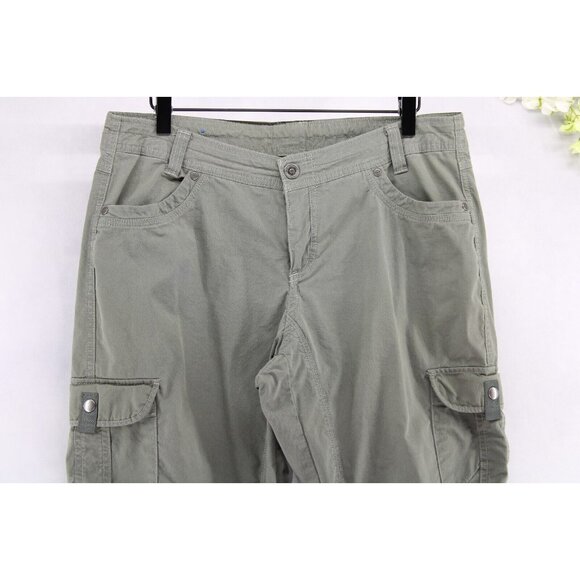 Kuhl Women's Spire Roll Up Pants Cargo Pockets Double Knee Olive Green Sz 12 - Picture 3 of 14